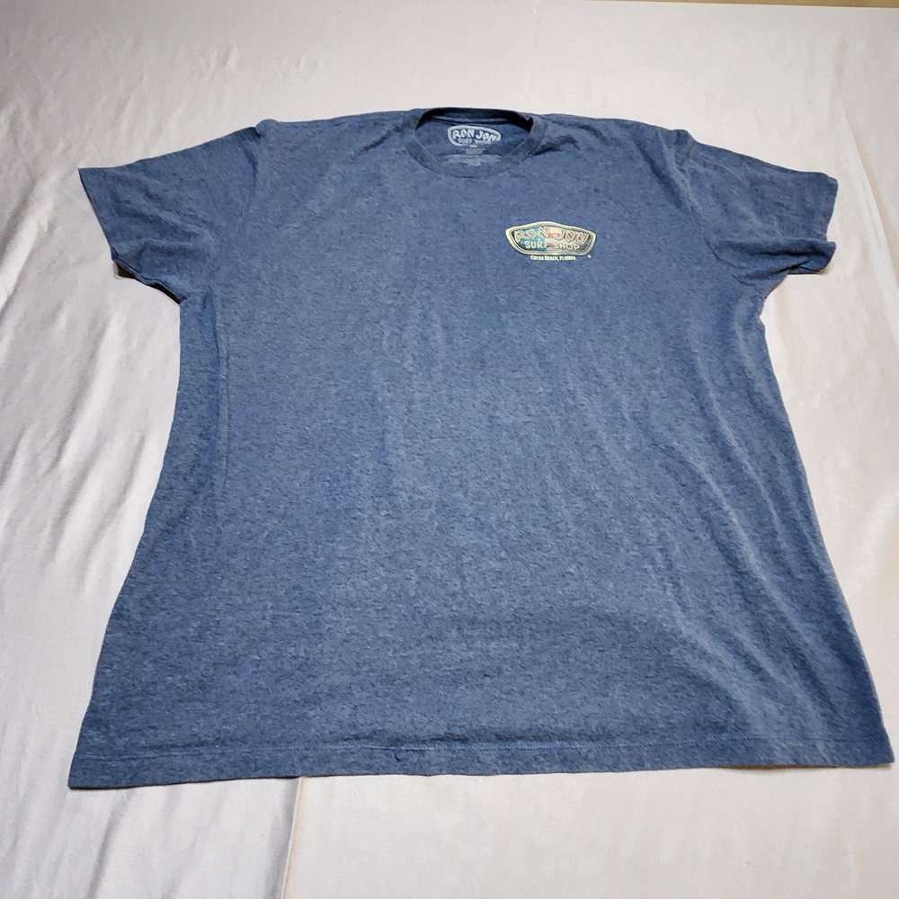 Ron Jon Surf Shop Cocoa Beach Florida Blue Heather Graphic T-Shirt Mens 2XL